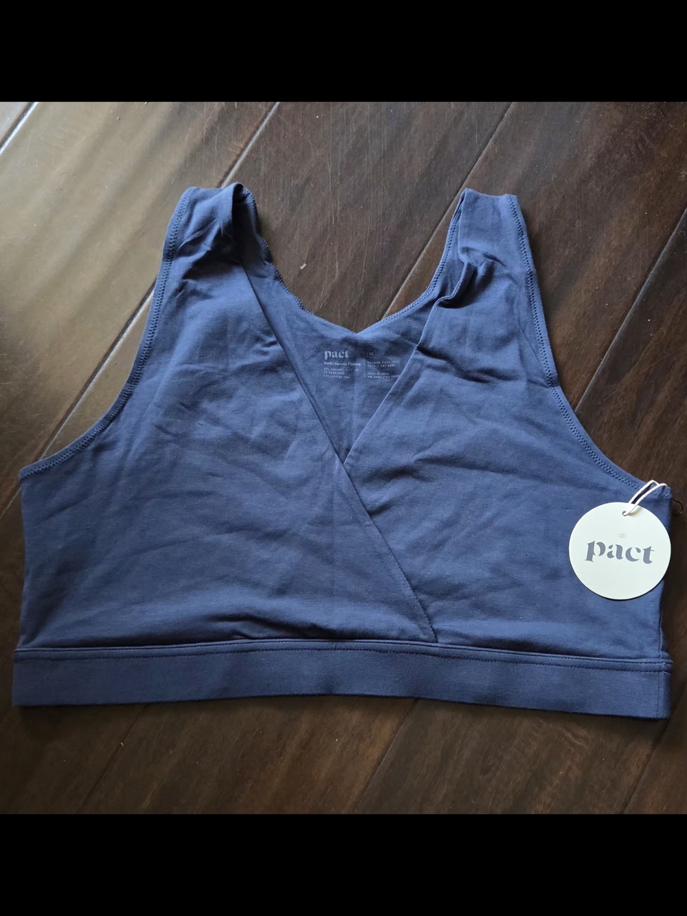 NWT-Pact Navy Wrap-Front Organic Cotton Bralette